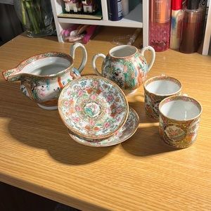 Vibrant hand made China tea set